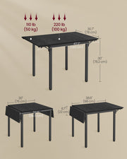 Folding Dining Table in Ebony and Ink Black Space Saving Design for Small Spaces by Vasagle