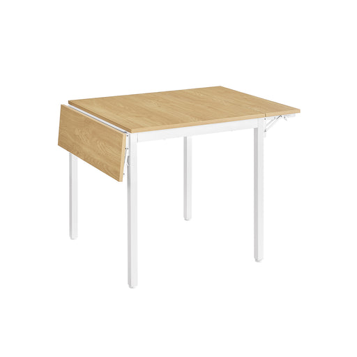 Folding Dining Table 120 cm Wide Natural Oak and White Space Saving Design by Vasagle