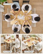 Folding Dining Table 120 cm Wide Natural Oak and White Space Saving Design by Vasagle