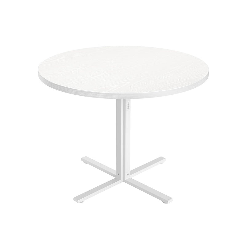 White Round Dining Table for 4 People Farmhouse Style Wood Finish by Vasagle