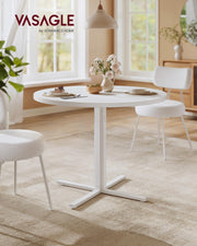 White Round Dining Table for 4 People Farmhouse Style Wood Finish by Vasagle