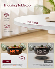 White Round Dining Table for 4 People Farmhouse Style Wood Finish by Vasagle