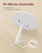 White Round Dining Table for 4 People Farmhouse Style Wood Finish by Vasagle