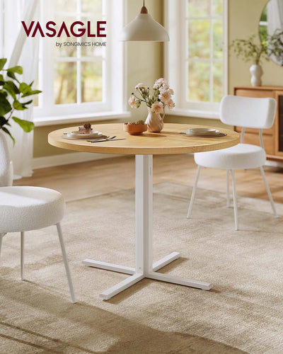 Round Farmhouse Dining Table for 4 in Golden Oak Wood Finish by Vasagle