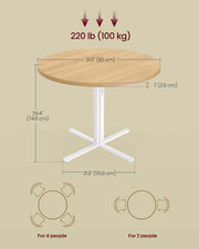Round Farmhouse Dining Table for 4 in Golden Oak Wood Finish by Vasagle
