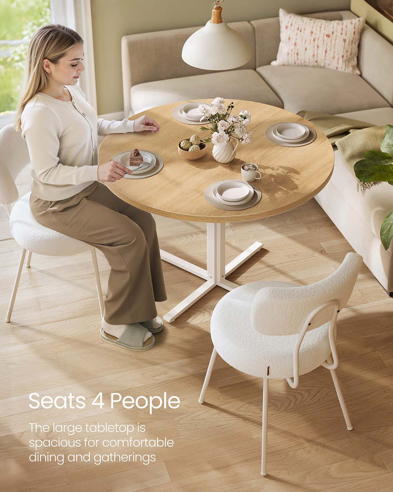 Round Farmhouse Dining Table for 4 in Golden Oak Wood Finish by Vasagle