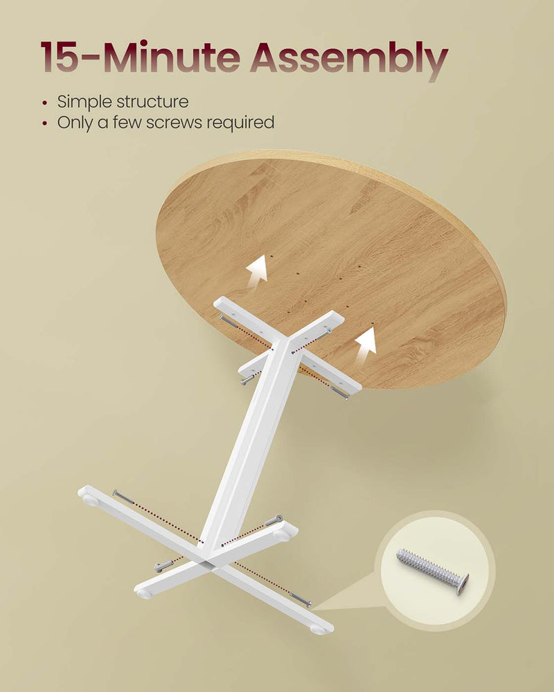 Round Farmhouse Dining Table for 4 in Golden Oak Wood Finish by Vasagle