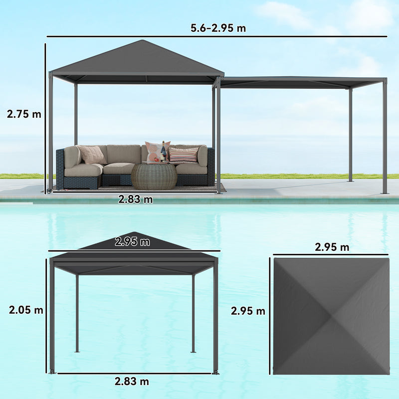 3x3m or 3x6m Garden Gazebo with Extendable Awning and Wheels UPF30+ Shelter for BBQs and Events by Outsunny