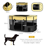 Foldable Dog Playpen with Storage Bag and Ground Stakes for Indoor and Outdoor Use, Yellow