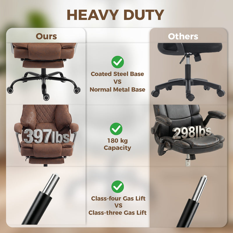 Office Chair for Tall and Large Adults with Wide Seat Reclining Back and Lumbar Support Dark Brown