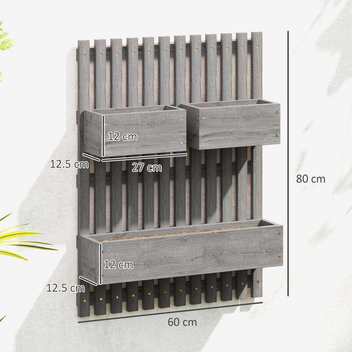 Wall Mounted Wooden Garden Planter with Trellis and Drainage Holes Grey by Outsunny