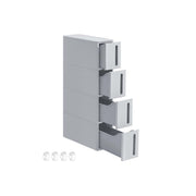 Grey Plastic Storage Tower with 4 Drawers and Wheels for Home Organisation by Songmics