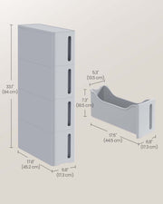 Grey Plastic Storage Tower with 4 Drawers and Wheels for Home Organisation by Songmics