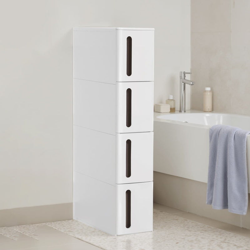 Slim Storage Trolley with 4 Drawers and Wheels for Kitchen or Bathroom by Songmics