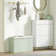 Green Shoe Storage Bench with Padded Seat and Eight Compartments by HOMCOM