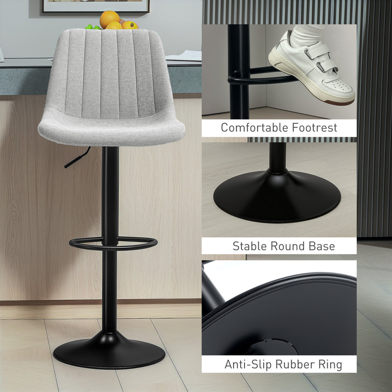 Set of Two Grey Chenille Feel Tub Bat Stools Stylish and Comfortable by HOMCOM