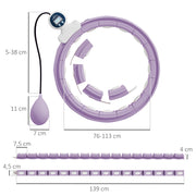 Purple Smart Weighted Hula Hoop With Digital Counter And 16 Detachable Massage Knots AOSOM