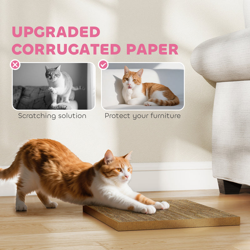 2 in 1 Cardboard Cat House with Scratching Board for Indoor Cats, Pink AOSOM