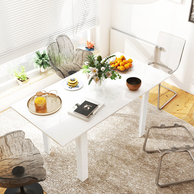 Extendable White High Gloss Dining Table Seats 4-6 Small Space Kitchen Table 120-160cm by HOMCOM