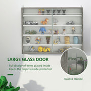 5 Tier Wall Display Shelf Unit With Glass Doors And Adjustable Shelves Grey Wood Grain