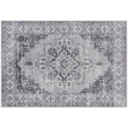 Large Vintage Area Rug for Living Room or Bedroom with Non Slip Backing Washable Grey