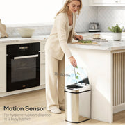 12L Motion Sensor Kitchen Bin with Touchless Opening and Steel Body, Silver AOSOM