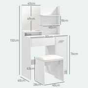 Dressing Table and Stool Set With Hidden Storage Ideal for Bedroom or Vanity Use White