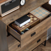 4 Drawer Storage Chest with Sturdy Metal Frame for Bedroom or Lounge Organisation Brown