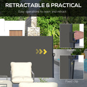 Dark Grey Retractable Side Awning Privacy Screen For Garden Hot Tub Or Balcony 4m