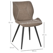 Set of 4 Racing Style Dining Chairs with Ergonomic Back and Steel Legs for Home Brown AOSOM