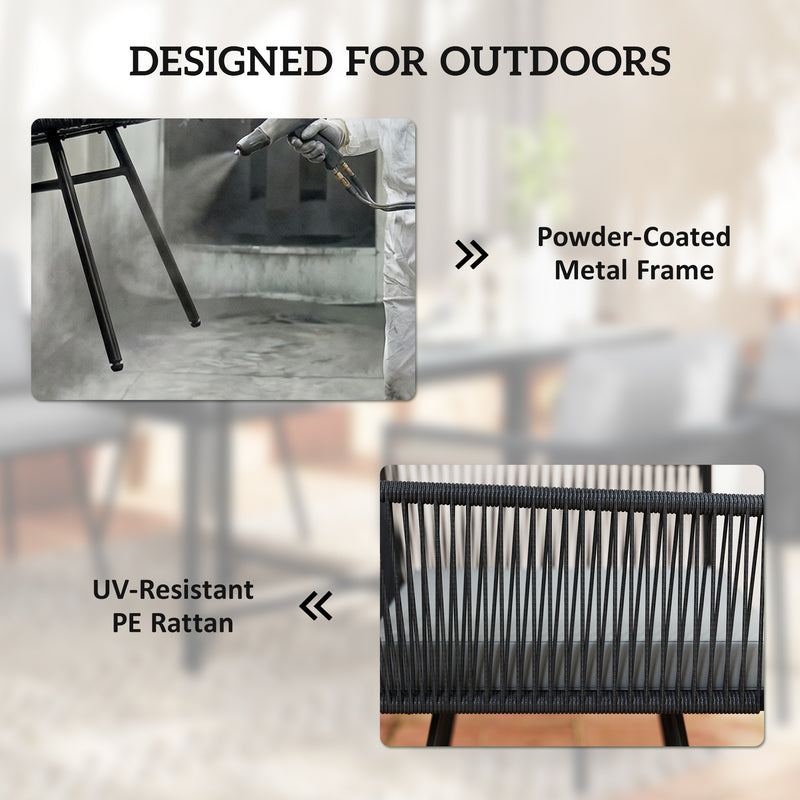 4 Seater Rattan Patio Dining Set with Cushions and Easy Clean Table Light, Grey