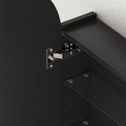 Arched Bathroom Mirror Cabinet With Adjustable Glass Shelves For Storage, Black