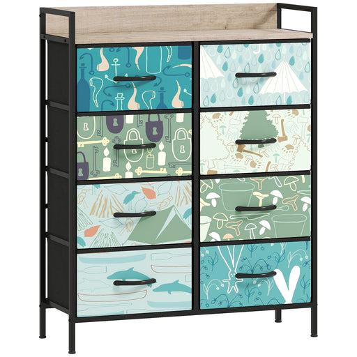 8 Drawer Chest of Drawers with Spacious Storage for Bedroom or Living Room Blue