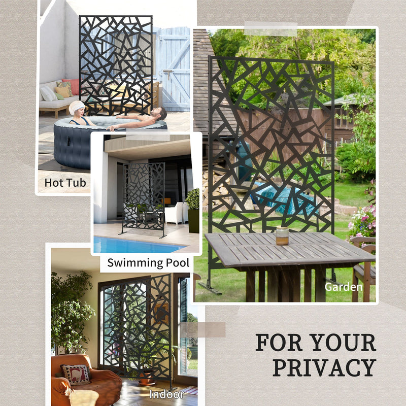 Freestanding Metal Garden Screen Decorative Outdoor Divider For Patio Or Deck Privacy
