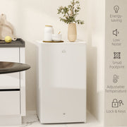 White 91L Freestanding Under Counter Fridge with Lock by HOMCOM