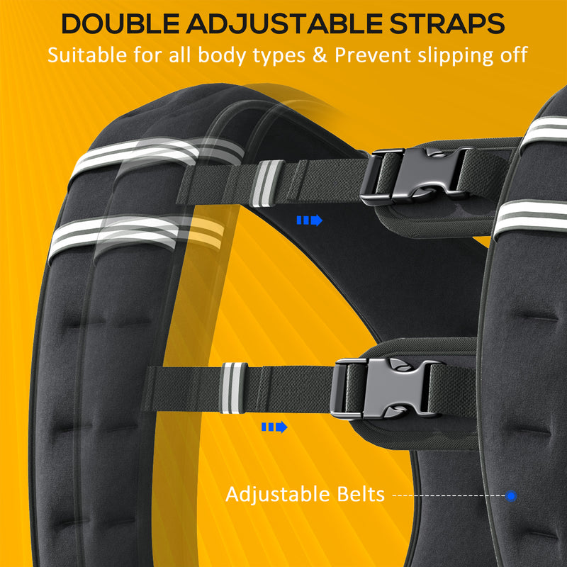 10kg Adjustable Weighted Vest for Running with Reflective Strips and Storage Pocket Black AOSOM