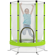 Green 4.6ft Toddler Trampoline with Safety Net for Ages 3 to 6 Indoor Outdoor Play by Outsunny AOSOM