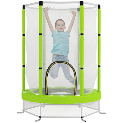 Green 4.6ft Toddler Trampoline with Safety Net for Ages 3 to 6 Indoor Outdoor Play by Outsunny AOSOM