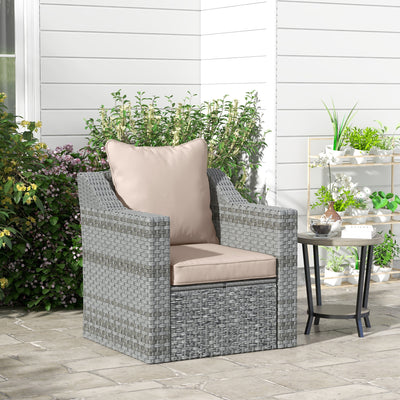 Beige Padded Garden Seat and Back Cushion Set for Outdoor Chairs Comfortable Support Outsunny