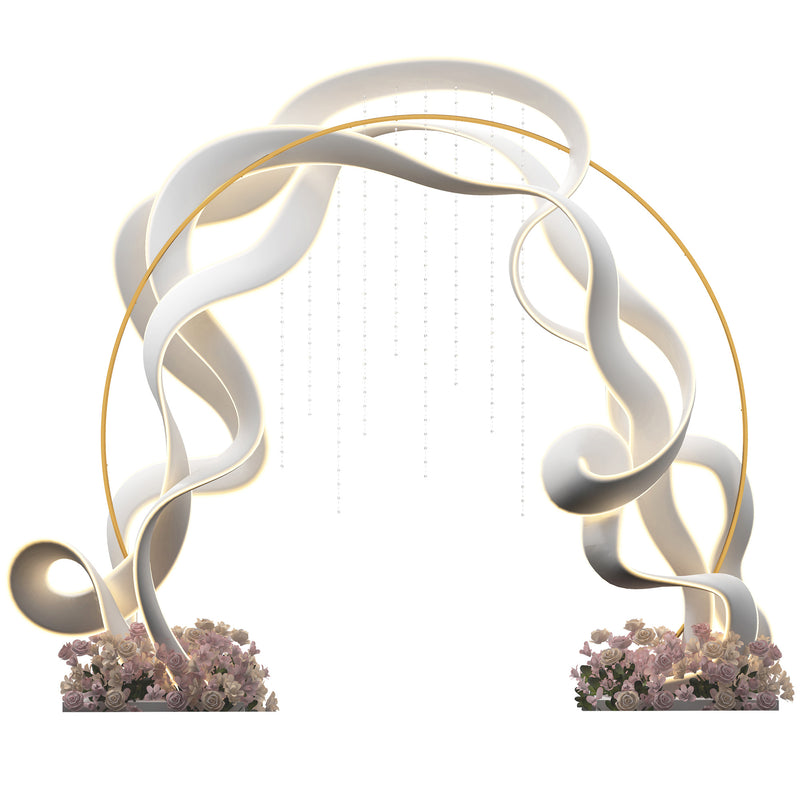 Metal Garden and Event Arch for Weddings Parties and Climbing Plants Gold Tone AOSOM