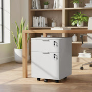 Lockable 2 Drawer Office Filing Cabinet with Wheels For Home or Office, 42W x 40D x 60H cm Homcom