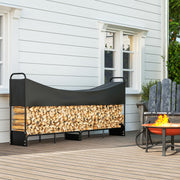 Heavy Duty Firewood Log Rack With Waterproof Cover For Outdoor Storage 300kg Black
