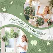 Set of 2 UV Protected Artificial Topiary Balls Ideal for Outdoor Decor Pink AOSOM