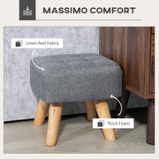 Grey Linen Look Square Padded Footstool Comfortable Ottoman Seat by HOMCOM