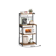 Rustic Brown Kitchen Bakers Rack with Power Outlet and Storage Shelves by Vasagle