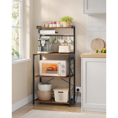 Rustic Brown Kitchen Bakers Rack with Power Outlet and Storage Shelves by Vasagle