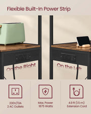 Rustic Brown Kitchen Bakers Rack with Power Outlet and Storage Shelves by Vasagle