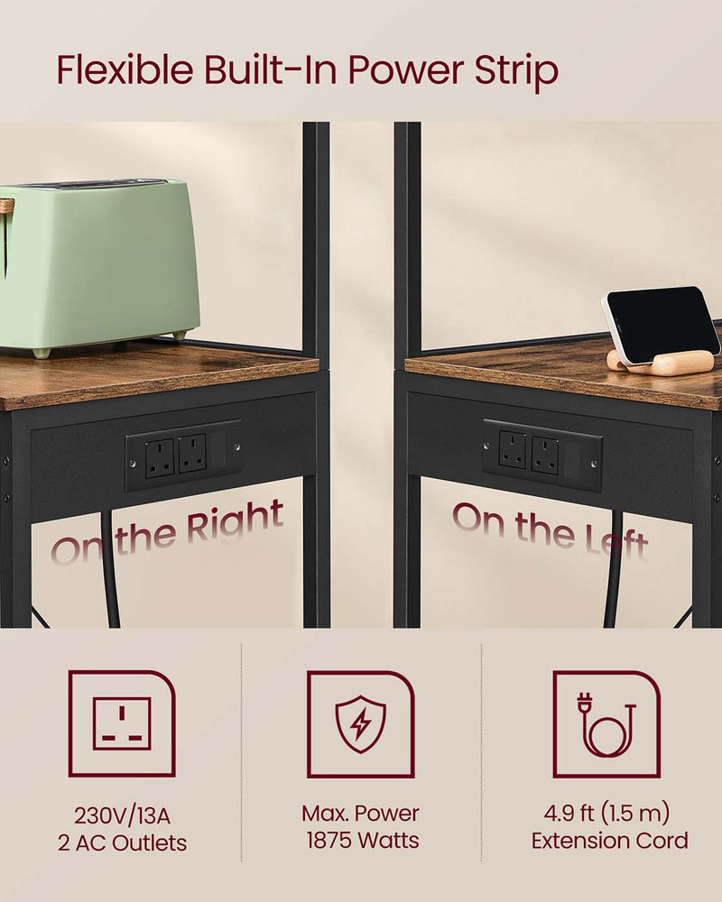 Rustic Brown Kitchen Bakers Rack with Power Outlet and Storage Shelves by Vasagle