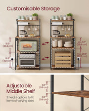 Rustic Brown Kitchen Bakers Rack with Power Outlet and Storage Shelves by Vasagle