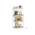 Kitchen Bakers Rack with Power Outlet in Golden Oak and White with Storage Shelves by Vasagle